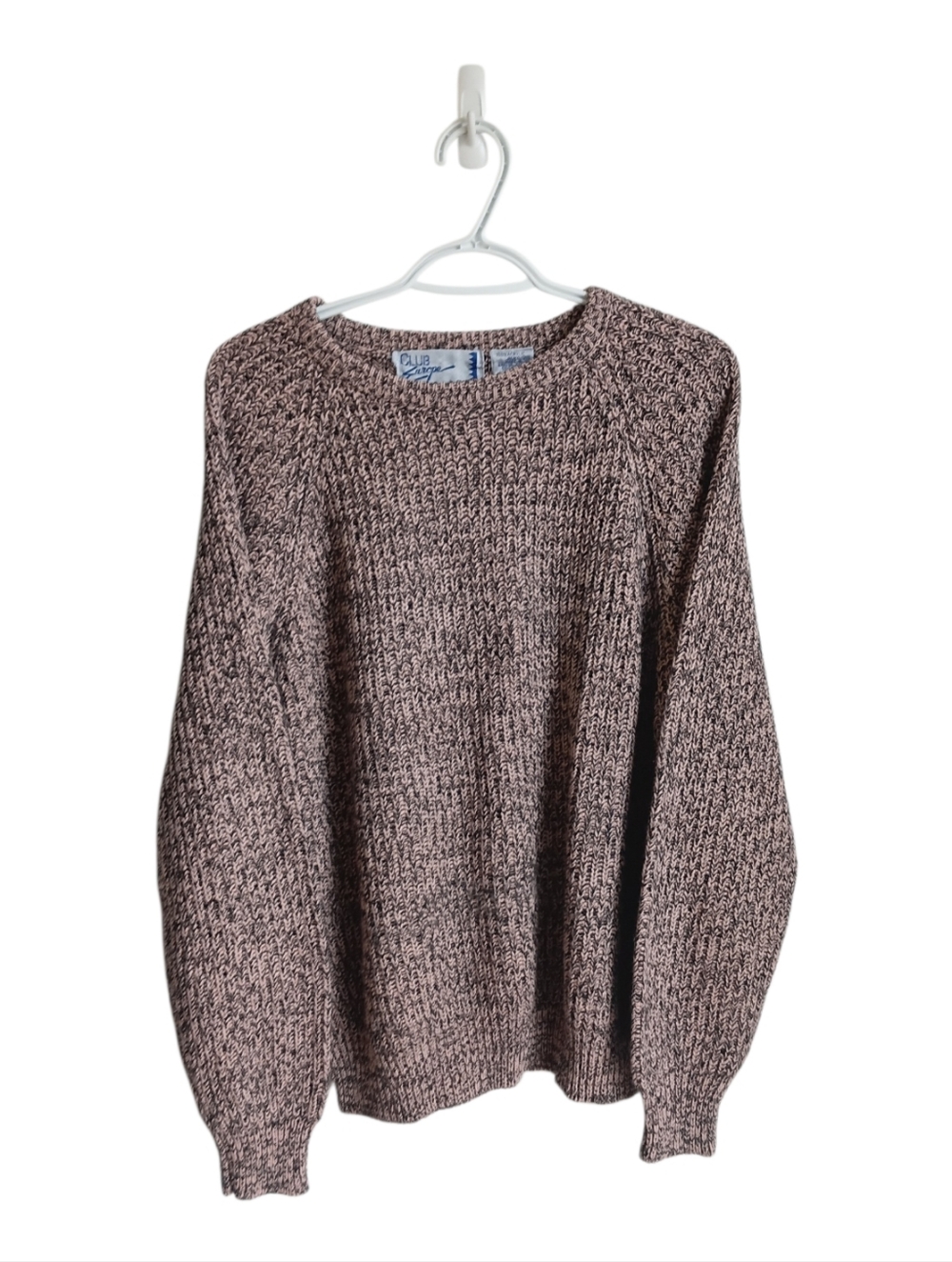 Vintage 80's  Marled Brown/light Pink  Crewneck Knit Sweater Large Grandmacore